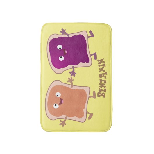 Cute pindakaas en jelly sandwich cartoon badmat (Voorkant Verticaal)