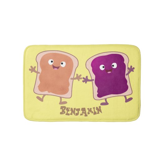 Cute pindakaas en jelly sandwich cartoon badmat (Voorkant)
