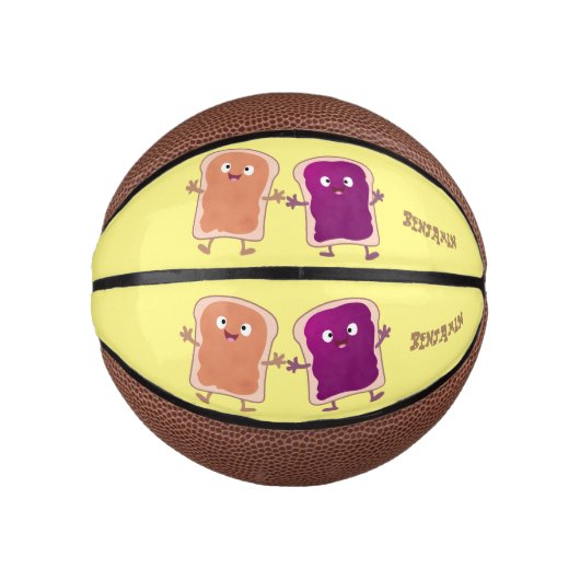 Cute pindakaas en jelly sandwich cartoon basketbal (Voorkant)