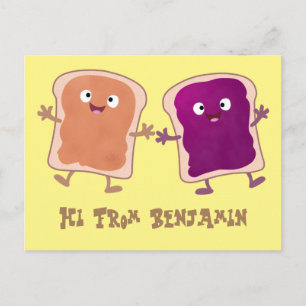 Cute pindakaas en jelly sandwich cartoon briefkaart