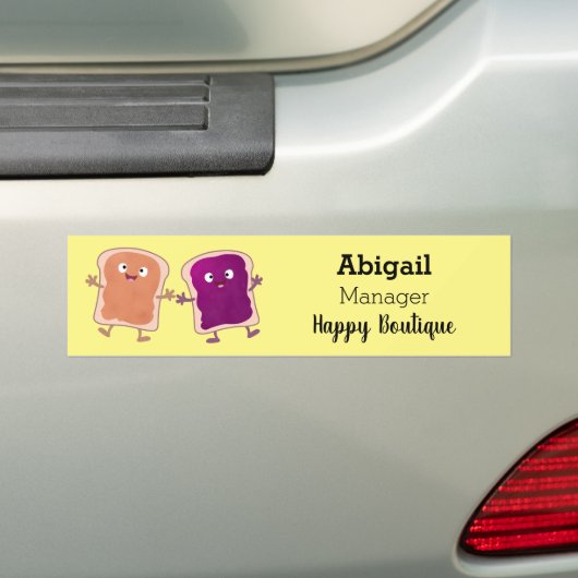 Cute pindakaas en jelly sandwich cartoon bumpersticker (Op auto)