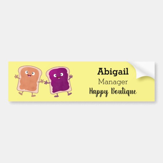 Cute pindakaas en jelly sandwich cartoon bumpersticker (Voorkant)