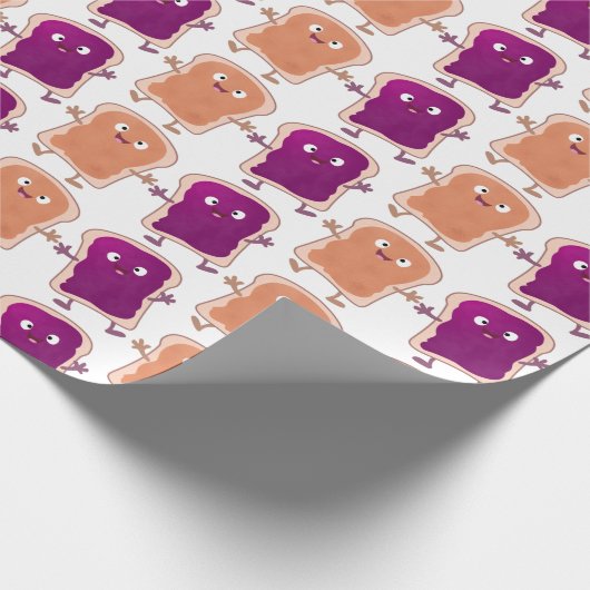 Cute pindakaas en jelly sandwich cartoon cadeaupapier (Hoek)