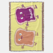 Cute pindakaas en jelly sandwich cartoon deken (Voorkant Verticaal)