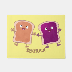 Cute pindakaas en jelly sandwich cartoon deurmat