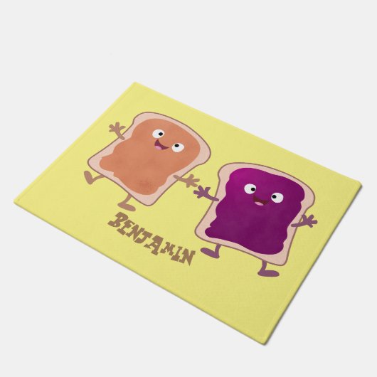 Cute pindakaas en jelly sandwich cartoon deurmat (Schuin)