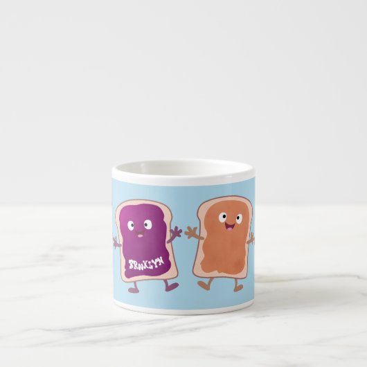 Cute pindakaas en jelly sandwich cartoon espresso kop (Voorkant)