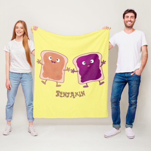 Cute pindakaas en jelly sandwich cartoon fleece deken (In situ)