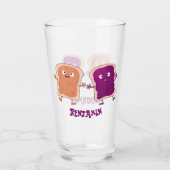 Cute pindakaas en jelly sandwich cartoon glas (Achterkant)