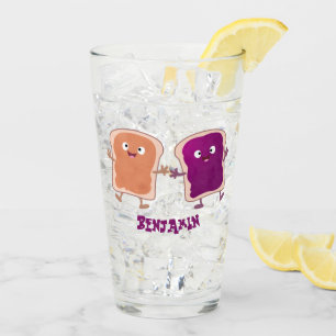 Cute pindakaas en jelly sandwich cartoon glas