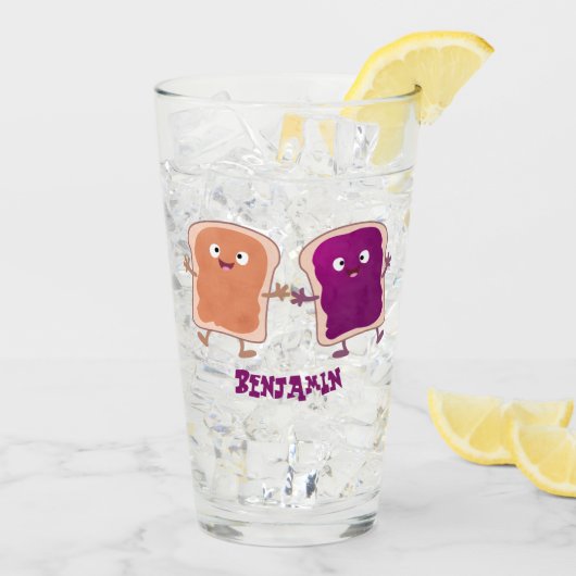 Cute pindakaas en jelly sandwich cartoon glas (Achterkant ijs)