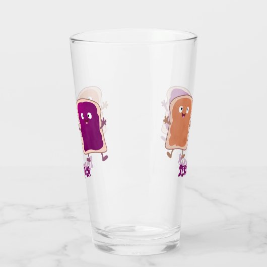 Cute pindakaas en jelly sandwich cartoon glas (Links)