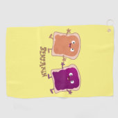 Cute pindakaas en jelly sandwich cartoon golfhanddoek (Horizontaal)