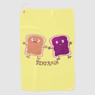 Cute pindakaas en jelly sandwich cartoon golfhanddoek
