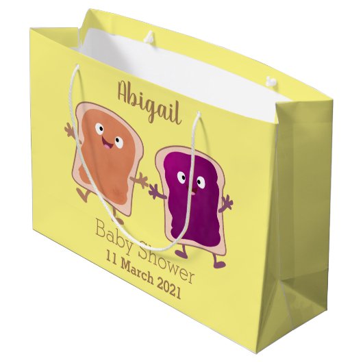 Cute pindakaas en jelly sandwich cartoon groot cadeauzakje (Achterkant Gekanteld)