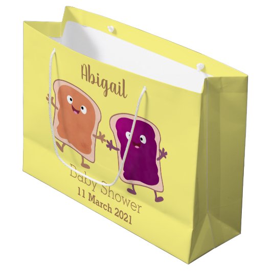 Cute pindakaas en jelly sandwich cartoon groot cadeauzakje (Voorkant Gekanteld)