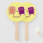 Cute pindakaas en jelly sandwich cartoon handwaaier (Voorkant en achterkant)
