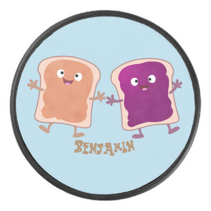 Cute pindakaas en jelly sandwich cartoon hockey puck