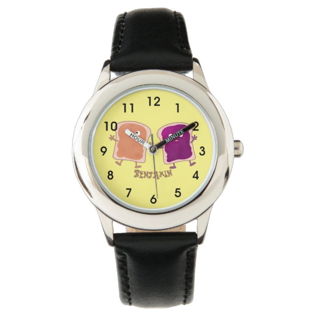 Cute pindakaas en jelly sandwich cartoon horloge (Voorkant)