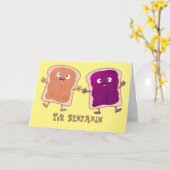 Cute pindakaas en jelly sandwich cartoon kaart (Gele Bloem)