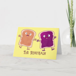 Cute pindakaas en jelly sandwich cartoon kaart