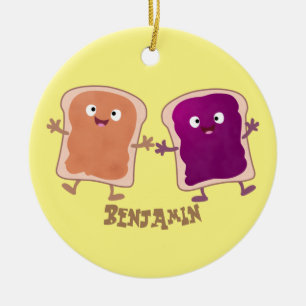 Cute pindakaas en jelly sandwich cartoon keramisch ornament