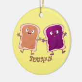 Cute pindakaas en jelly sandwich cartoon keramisch ornament (Links)