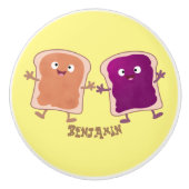 Cute pindakaas en jelly sandwich cartoon keramische knop (Voorkant)