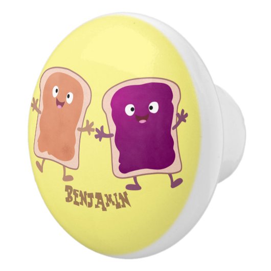 Cute pindakaas en jelly sandwich cartoon keramische knop (Rechts)