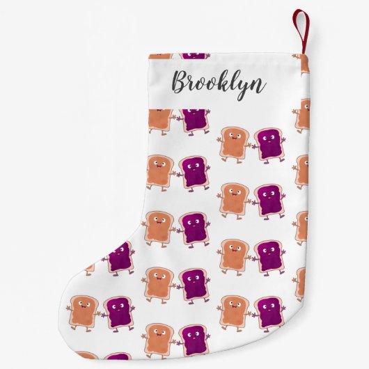 Cute pindakaas en jelly sandwich cartoon kleine kerstsok (Achterkant)