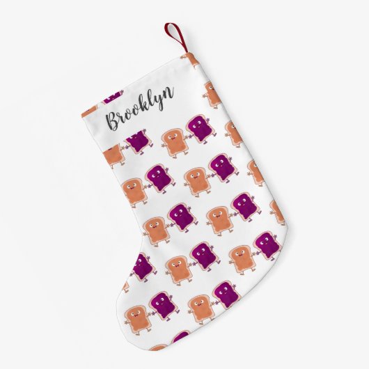 Cute pindakaas en jelly sandwich cartoon kleine kerstsok (Achterkant (Hangend))