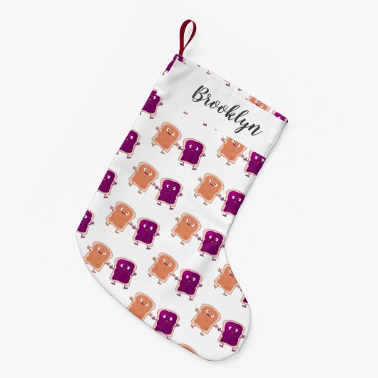 Cute pindakaas en jelly sandwich cartoon kleine kerstsok (Voorkant (Hangend))