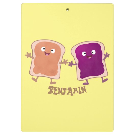 Cute pindakaas en jelly sandwich cartoon klembord (Achterkant)