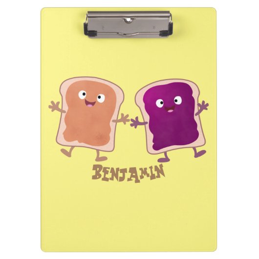 Cute pindakaas en jelly sandwich cartoon klembord (Voorkant)