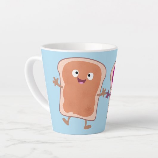Cute pindakaas en jelly sandwich cartoon latte mok (Linkerhoek)