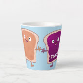 Cute pindakaas en jelly sandwich cartoon latte mok (Voorkant)