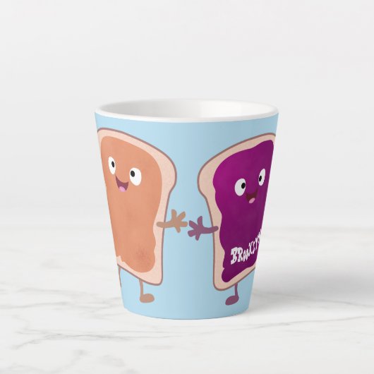 Cute pindakaas en jelly sandwich cartoon latte mok (Voorkant)