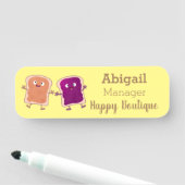 Cute pindakaas en jelly sandwich cartoon naamplaatje (In situ)