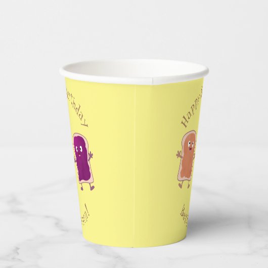 Cute pindakaas en jelly sandwich cartoon papieren bekers (Rechts)