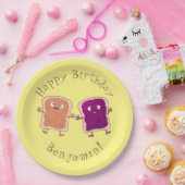 Cute pindakaas en jelly sandwich cartoon papieren bordje (Feest)