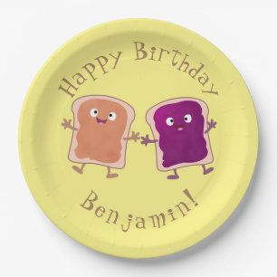 Cute pindakaas en jelly sandwich cartoon papieren bordje