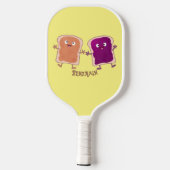 Cute pindakaas en jelly sandwich cartoon pickleball paddle (Achterkant)