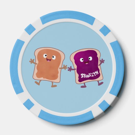Cute pindakaas en jelly sandwich cartoon poker chips (Achterkant)