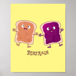 Cute pindakaas en jelly sandwich cartoon poster