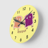 Cute pindakaas en jelly sandwich cartoon ronde klok (Hoek)