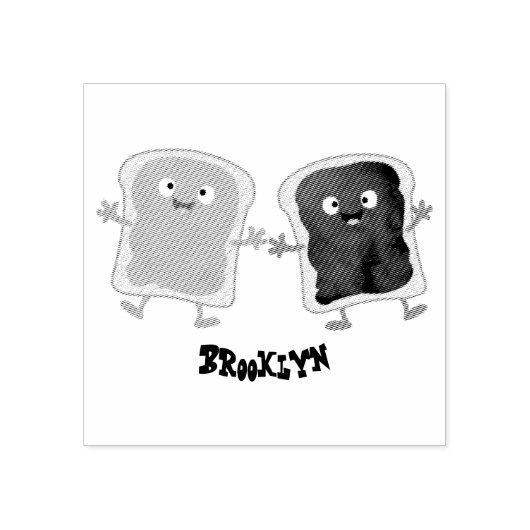 Cute pindakaas en jelly sandwich cartoon rubberstempel (Afrduk)