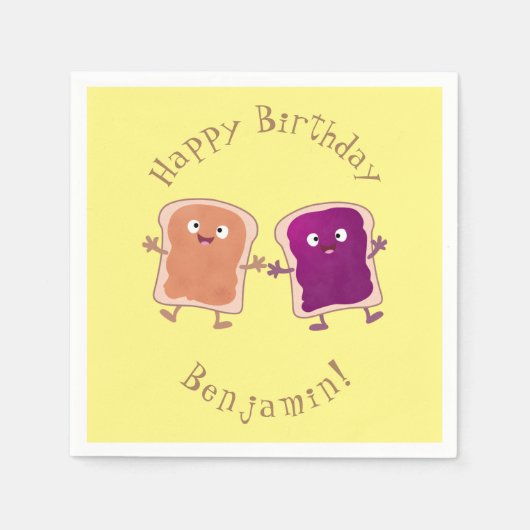 Cute pindakaas en jelly sandwich cartoon servet (Voorkant)