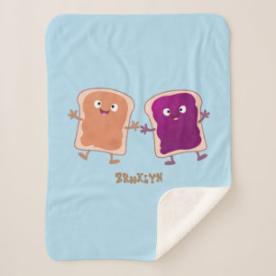 Cute pindakaas en jelly sandwich cartoon sherpa deken