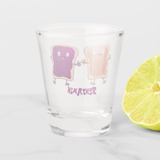 Cute pindakaas en jelly sandwich cartoon shot glas (Achterkant)