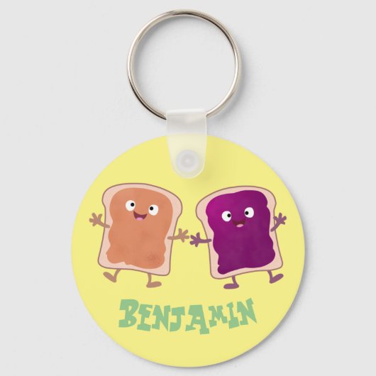 Cute pindakaas en jelly sandwich cartoon sleutelhanger (Voorkant)